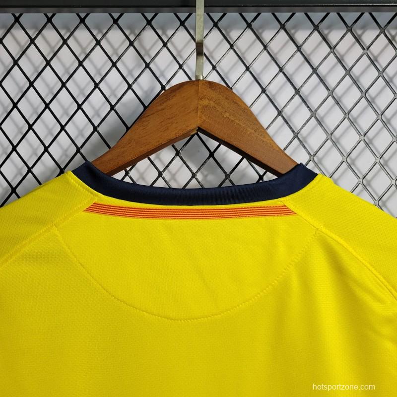 Long Sleeve Retro 08/09 Barcelona Away Yellow Jersey