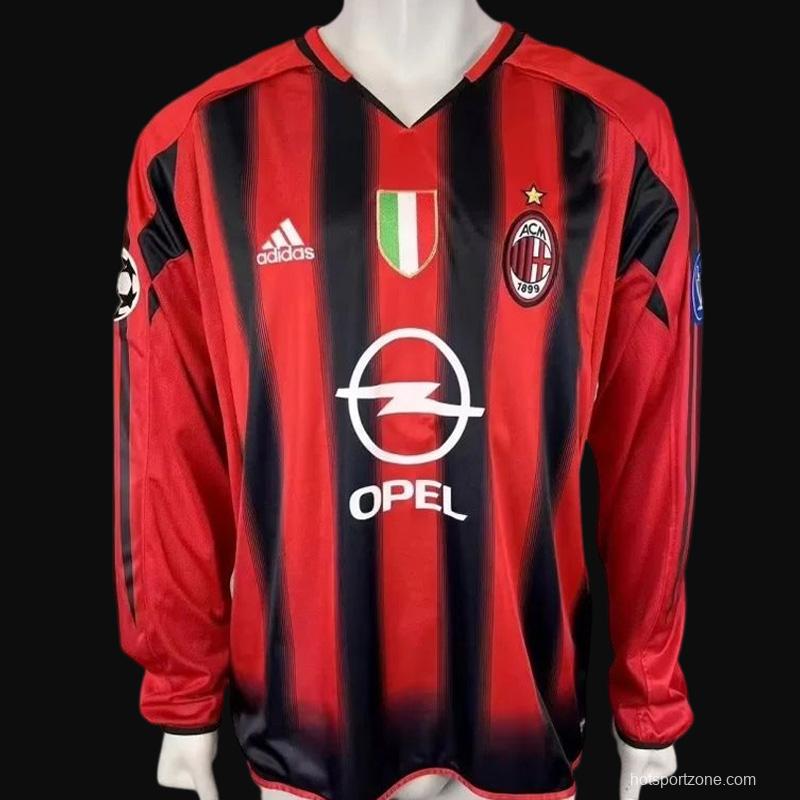 Retro 04/05 AC Milan Home Long Sleeve Jersey