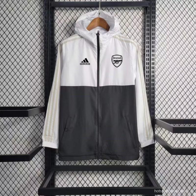 23/24 Arsenal White Black Windbreaker