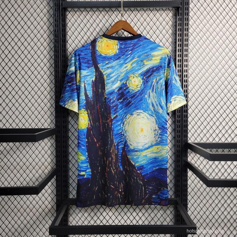 23 24 AJAX X Vincent Van Gogh Vincent Van Gogh Oil Painting Starry Night T-Shirts