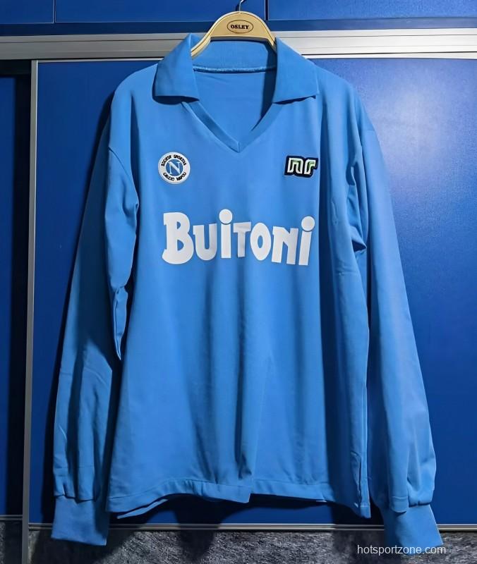 Retro Napoli 87/88 Home Long Sleeve Soccer Jersey