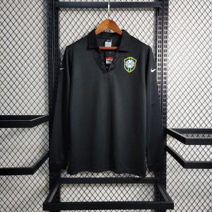 Retro 2004 Brazil Special Edition Black Long Sleeve Jersey