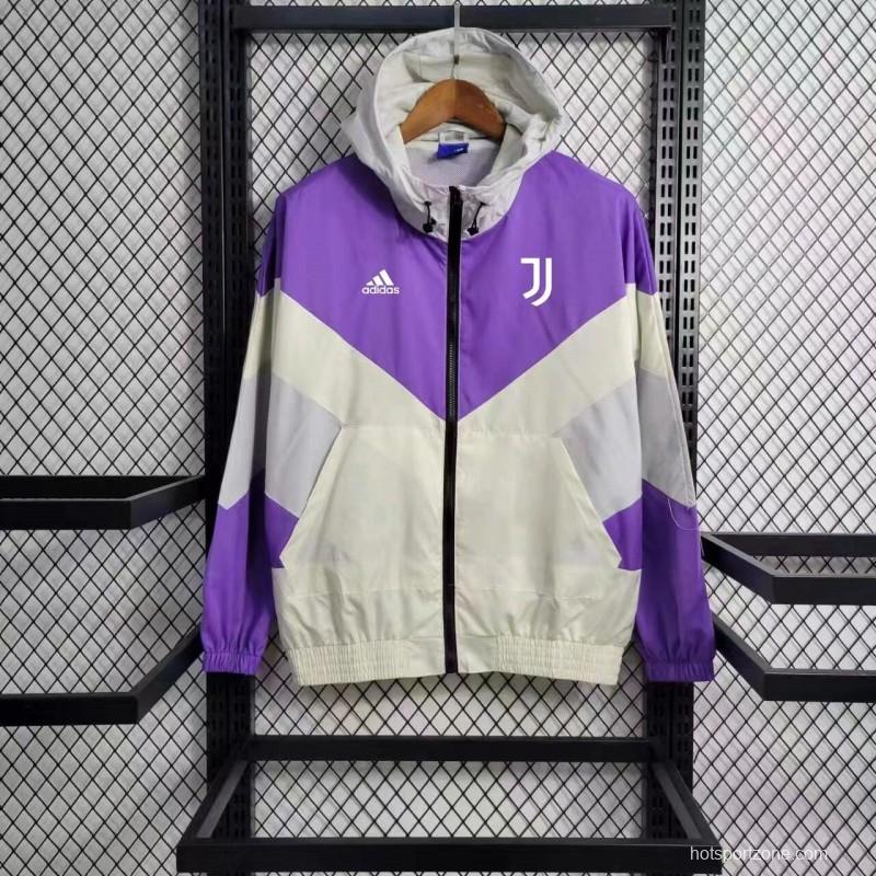 23-24 Juventus White Purple Windbreaker