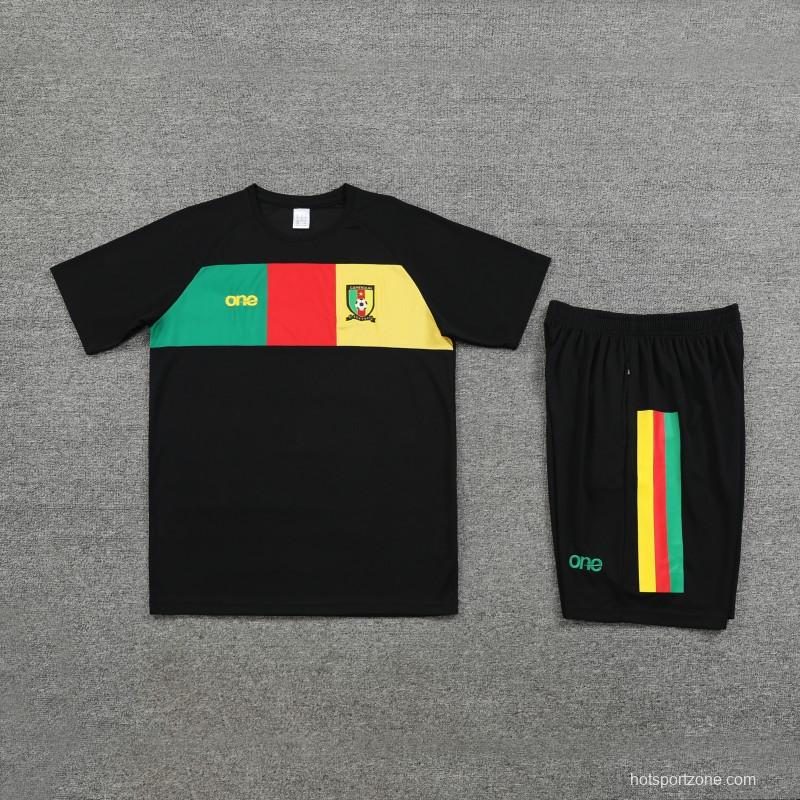 2023 Cameroon Black Short Sleeve+Shorts