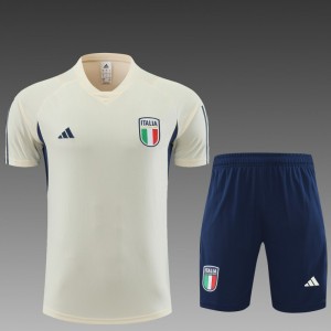 2023 Italy Light Yellow Short Sleeve+Shorts