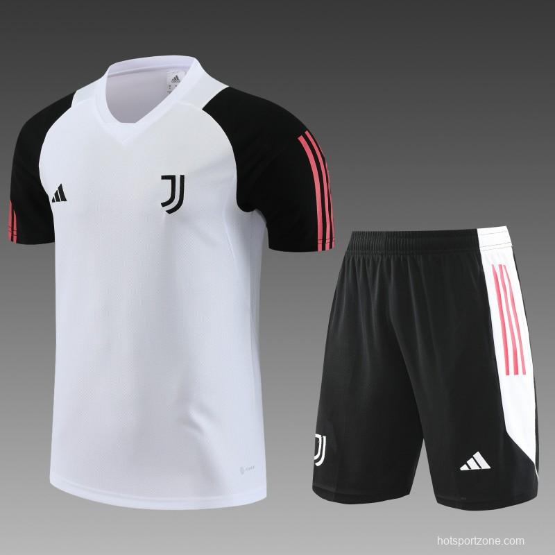 23 24 Juventus White Black Short Sleeve+Shorts
