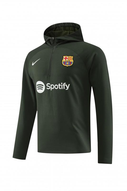 23/24 Barcelona Dark Green Hoodie Half Zipper Jacket+ Pants