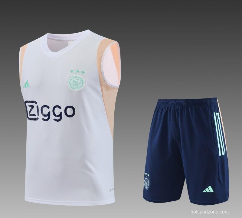 23/24 Ajax White Vest Jersey+Shorts