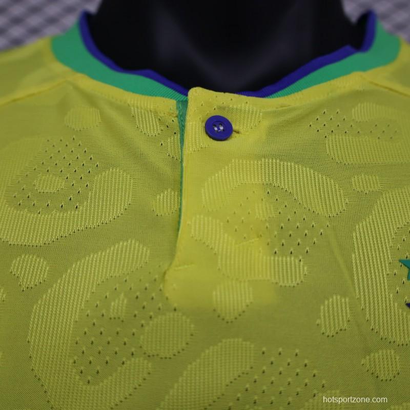 Player Version 2022 Brazil Home Long Sleeve Jersey