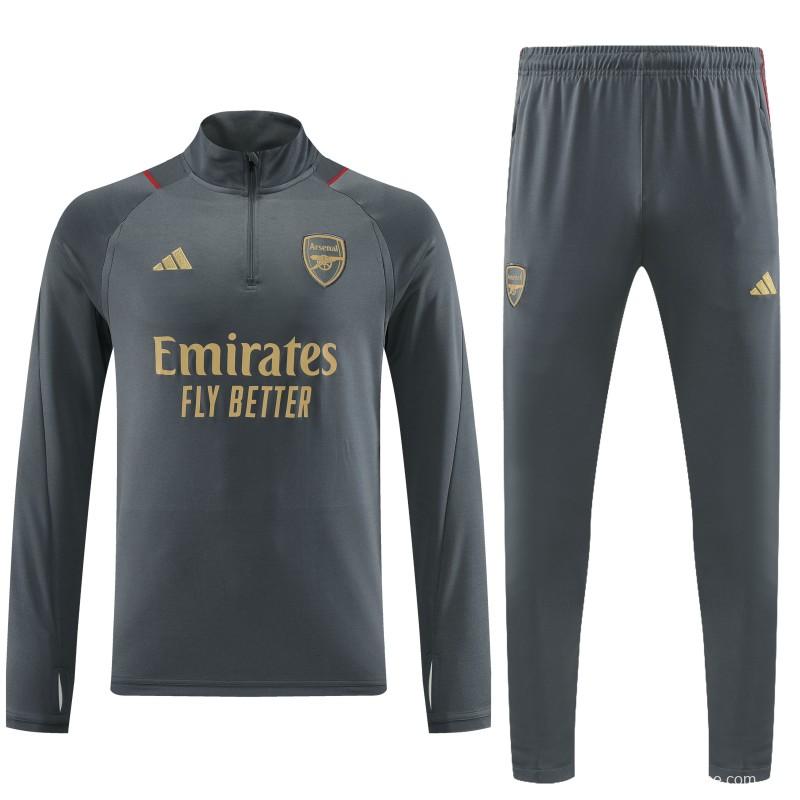 23/24 Arsenal Grey Half Zipper Jacket+Pants