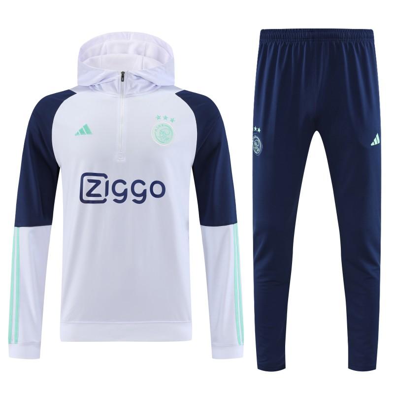 23/24 Ajax White Hoodie Full Zipper Jacket+Pants