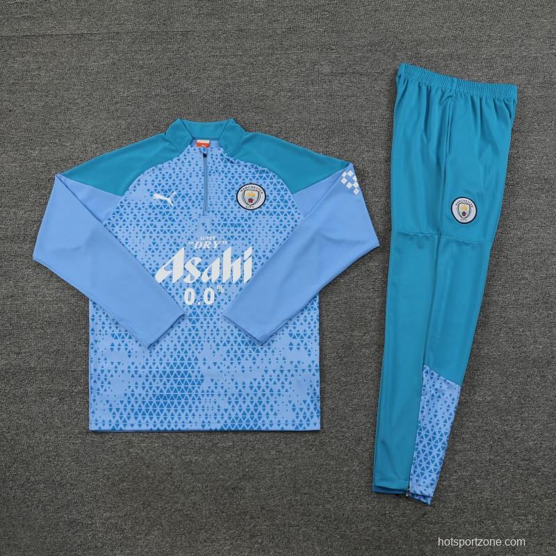 23/24 Manchester City Blue Mixed Color Half Zipper Jacket+ Pants