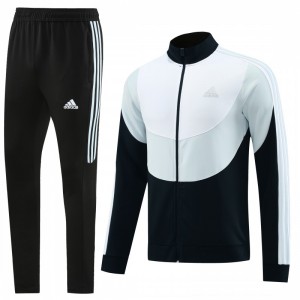 23/24 Adidas White/Black Full Zipper Hooide Jacket+Pants