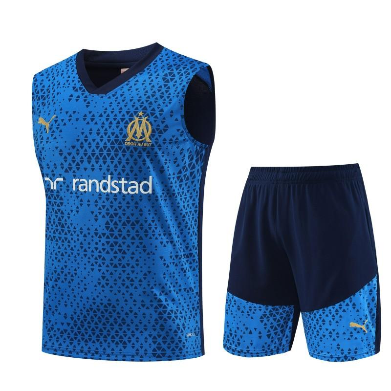 23-24 Olympique Marseille Blue Vest Jersey+Shorts