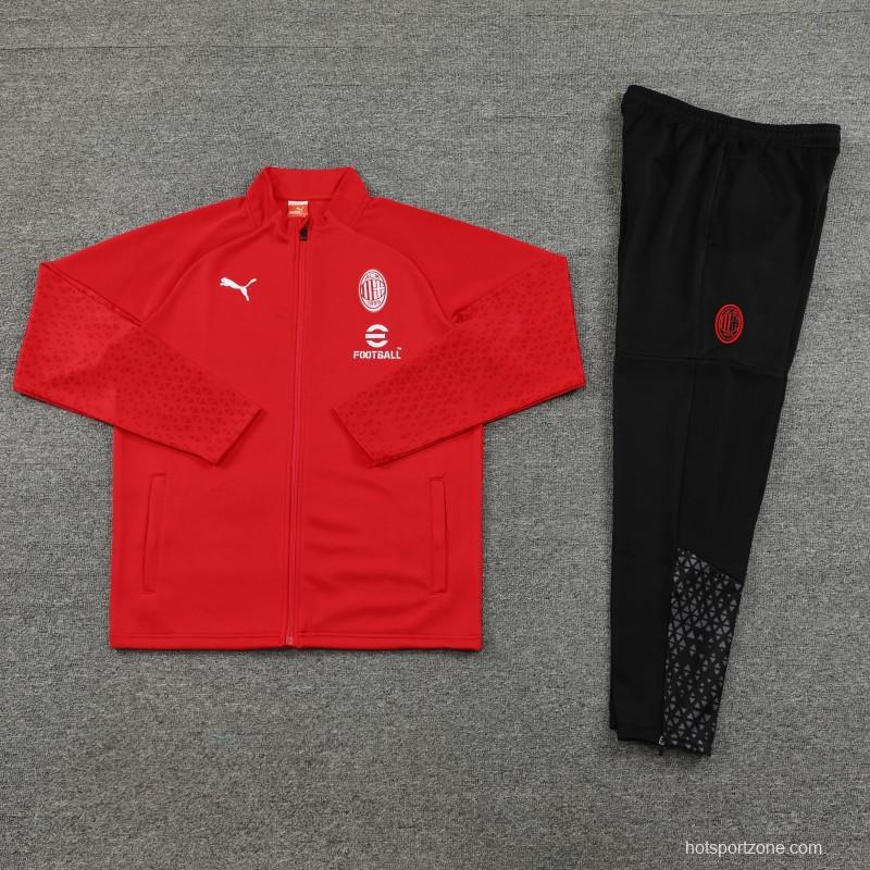 23/24 AC Milan Red Half Zipper Jacket +Pants