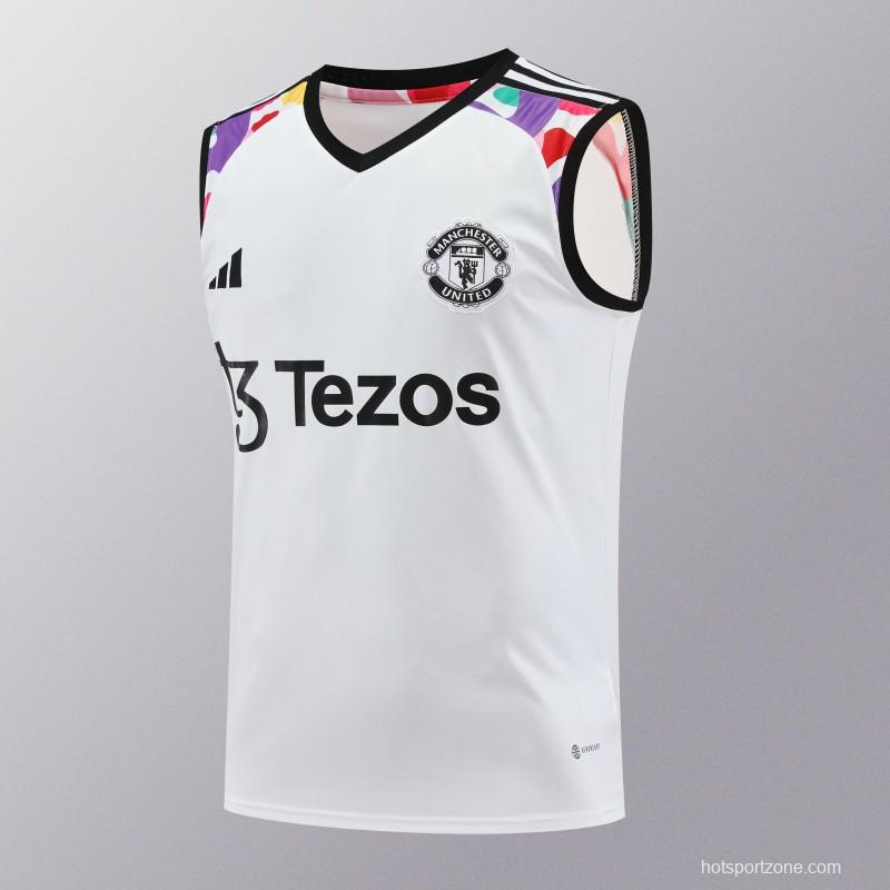 24/25 Manchester United White Vest Jeresy+Shorts