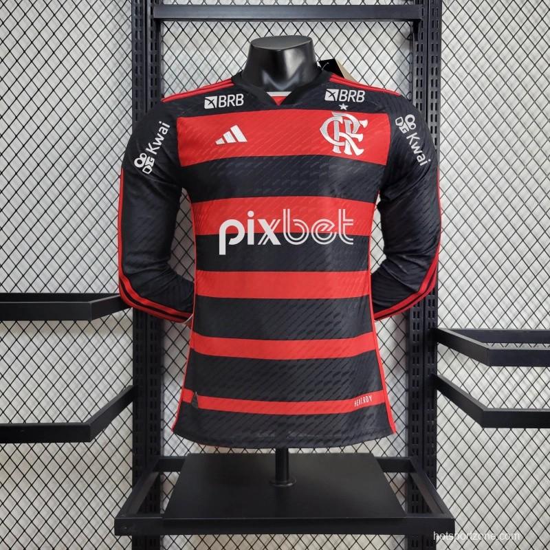 Player Version 24/25 Flamengo Home Long Sleeve Jersey+ All Sponsored