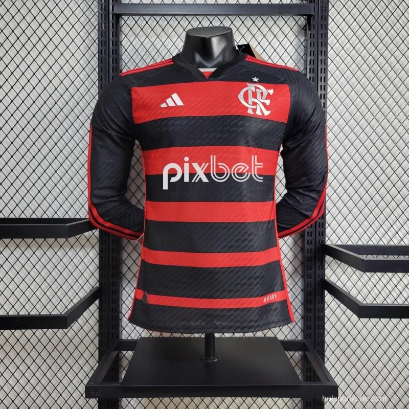 Player Version 24/25 Flamengo Home Long Sleeve Jersey+ All Sponsored