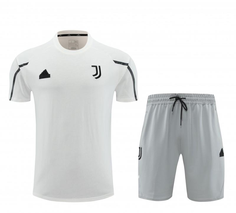 23/24 Juventus White Cotton Short Sleeve Jersey+Shorts