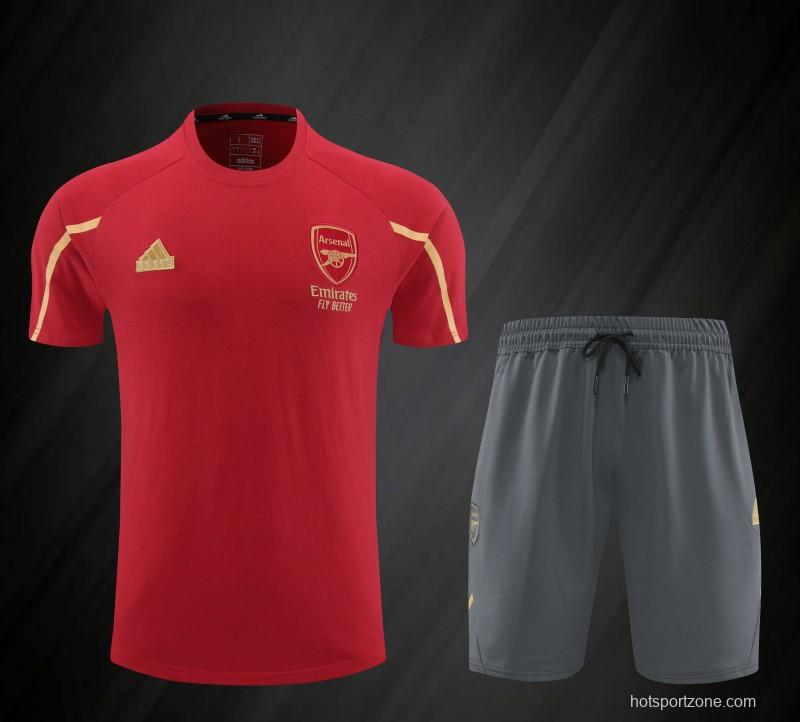 23/24 Arsenal Red Cotton Short Sleeve Jersey+Shorts