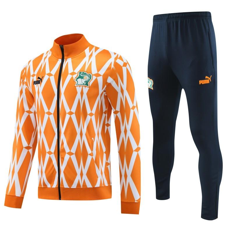 2024 Ivory Coast Orange  Full Zipper Hoodie Jacket+Pants