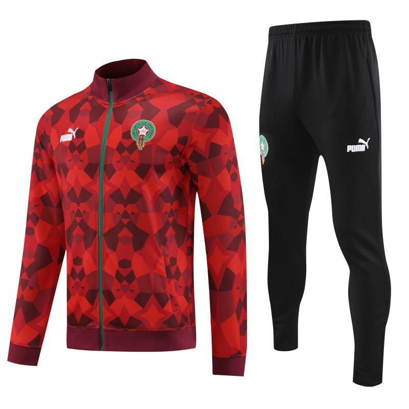 2024 Morocco Red  Full Zipper Hoodie Jacket+Pants