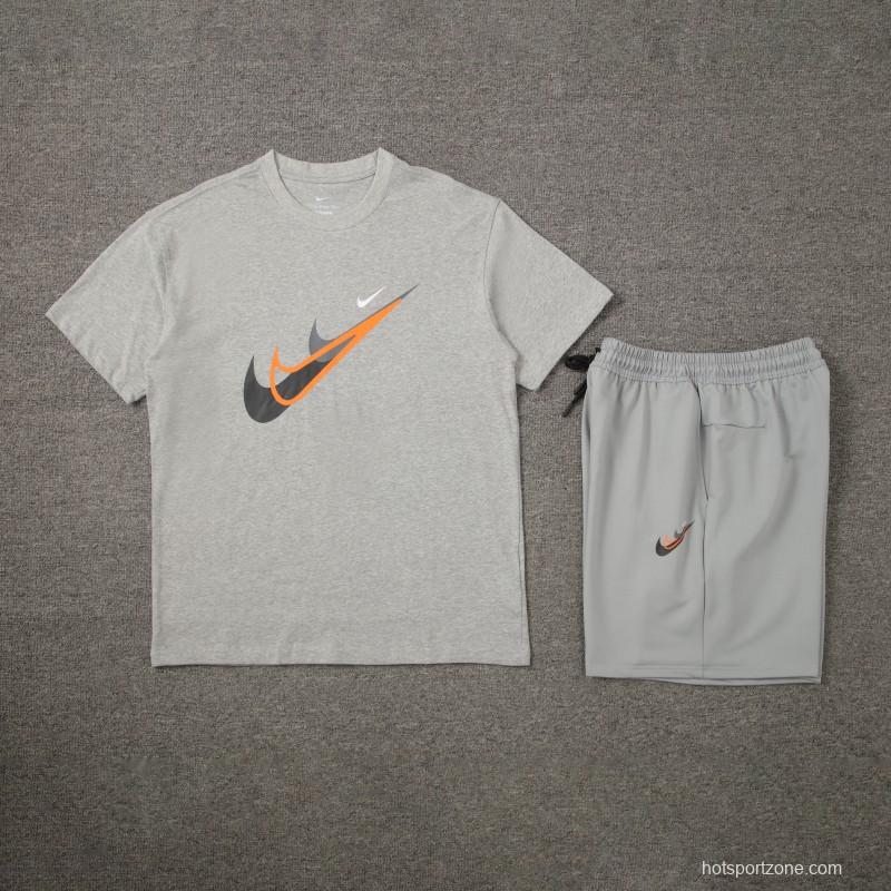 2024 Nike Grey Cotton Short Sleeve Jersey+Shorts