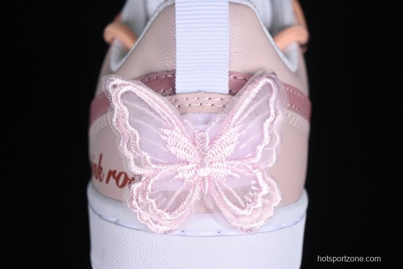 Nike Court Borough Low-Top Slip-Resistant Skate Shoes with Custom Rose Pink Hand-Painted Design - DQ5979-100