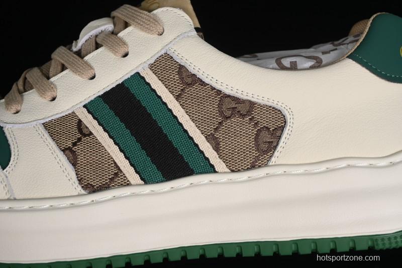 Gucci Chunky B Screener GG Casual Sneakers in Beige and Ebony GG Canvas with Leather Trim - 9Y9209666