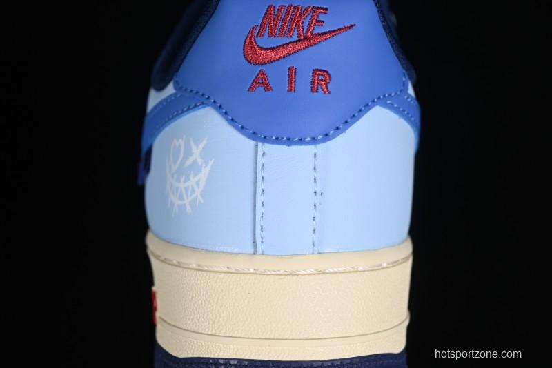Nike Air Force 1 '07 Low Custom Casual Sneakers "Joker Red" with Full-Length Hexagonal Air Cushion - XL2402-333