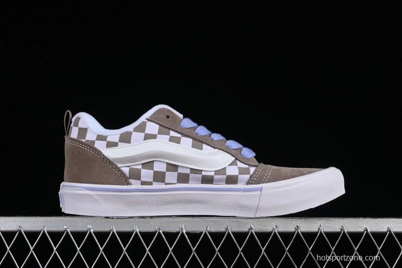 Vans Classics Knu Skool Retro Chunky Sneakers in Light Brown/Lilac Checkerboard - VN0009QC0AK