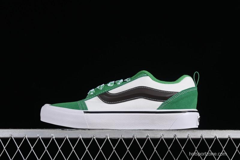 Vans Classics Knu Skool White Green Chunky Tongue Retro Sneakers - VN0009QCV0N