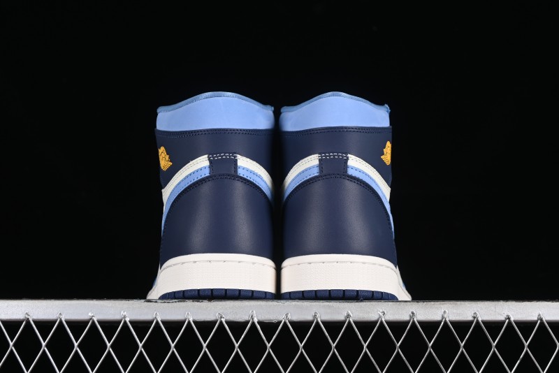 Nike Air Jordan 1 High OG "First in Flight" Basketball Shoes with UNC Blue and Yellow Accents - FD2596-400
