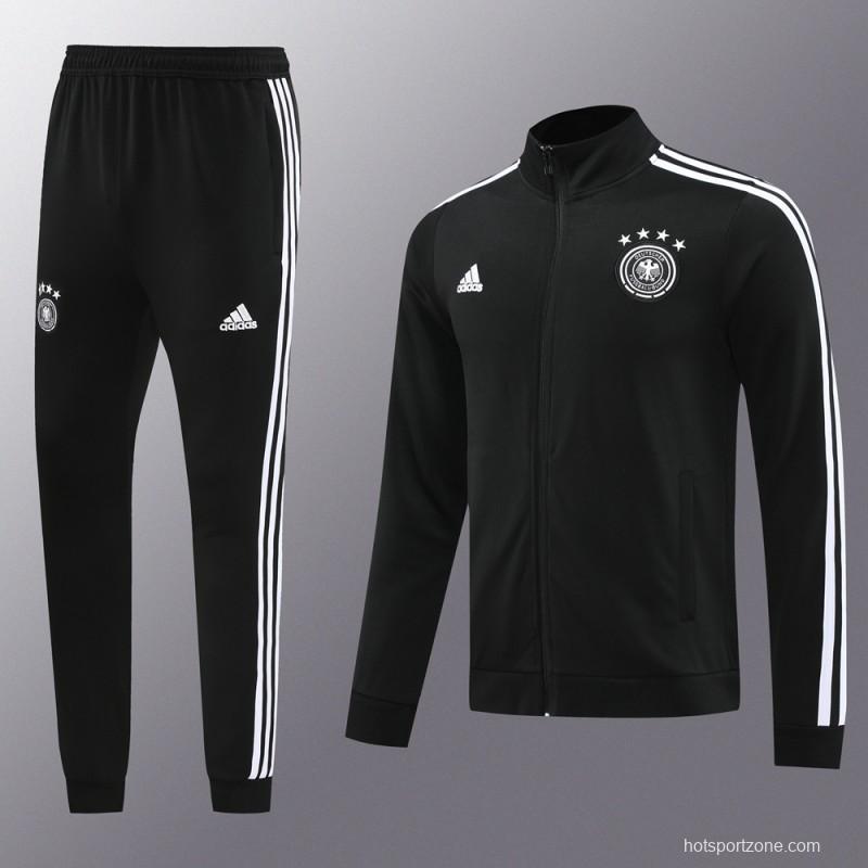 2024 Germany Black Full Zipper Jacket +Long Pants