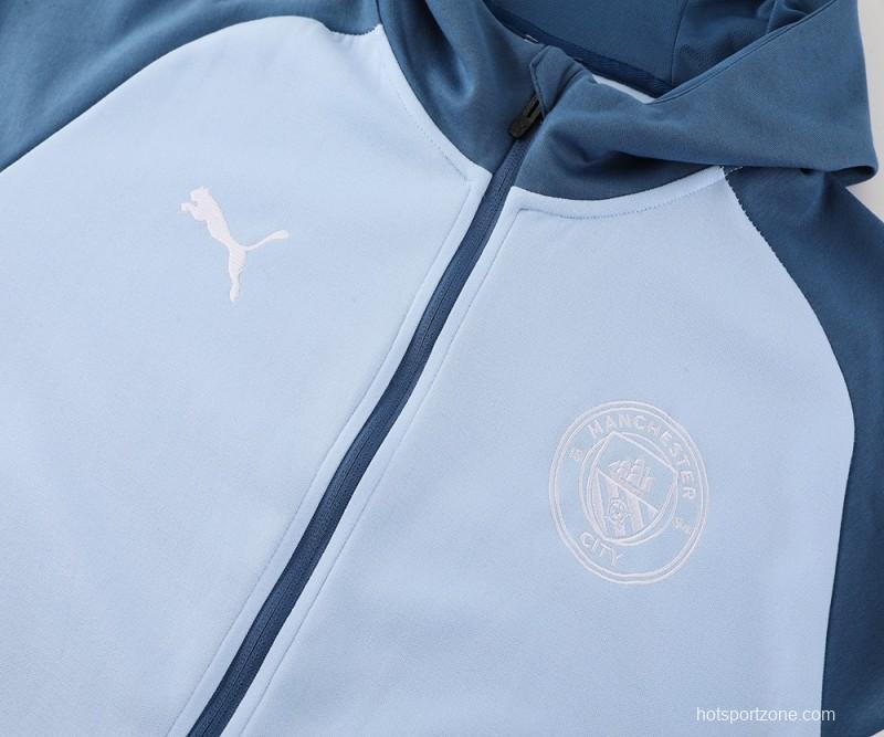 24/25 Manchester City Light Blue Hoodie Full Zipper Jacket +Long Pants