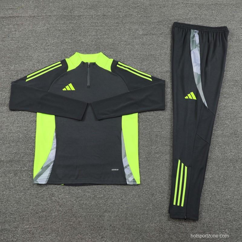 2024 Adidas Deep Grey Half Zipper Jacket +Long Pants