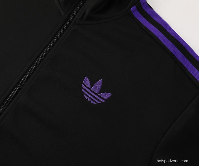 24/25 Adidas Original Black/Purple Full Zipper Jacket +Long Pants