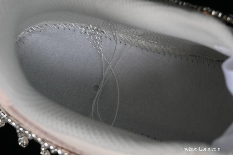 Nike Air Force 1 '07 Low Casual Sneakers in Romantic Pink-Purple with Diamond Chain Accessories - FV1122-333