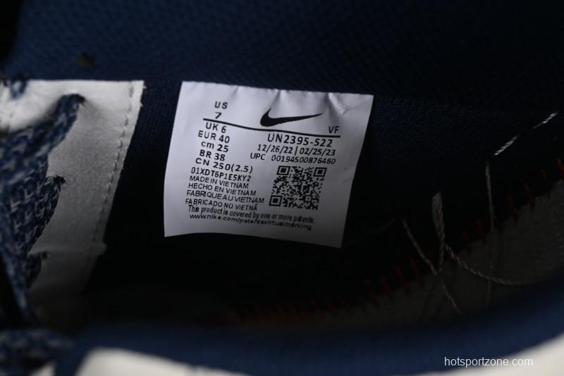 Nike Undefeated Air Force 1'07 Low Casual Sneakers in Deep Blue with Custom Leather and Reflective Details - UN2395-522