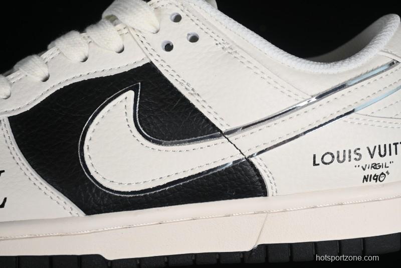 Nike SB Dunk Low LV Collaboration - Elegant Black White Night Light Anniversary High-End Custom Low-Top Casual Sneakers BB8766-208