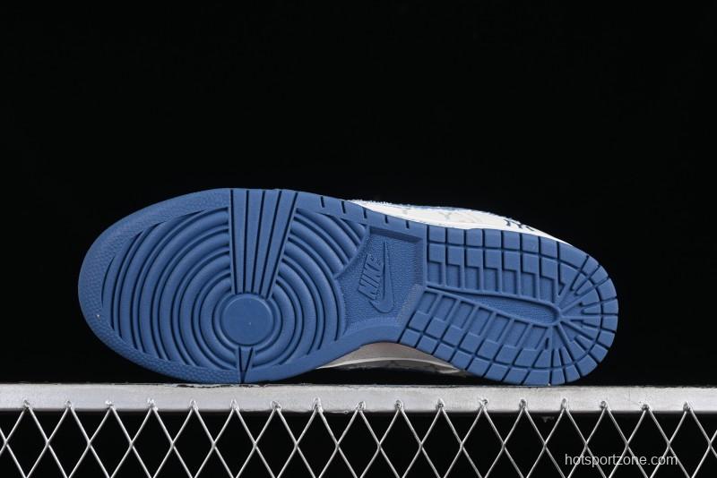 Nike SB Dunk Low MLB Collaboration - Blue Denim Anniversary Custom Low-Top Casual Sneakers - DQ1098-348