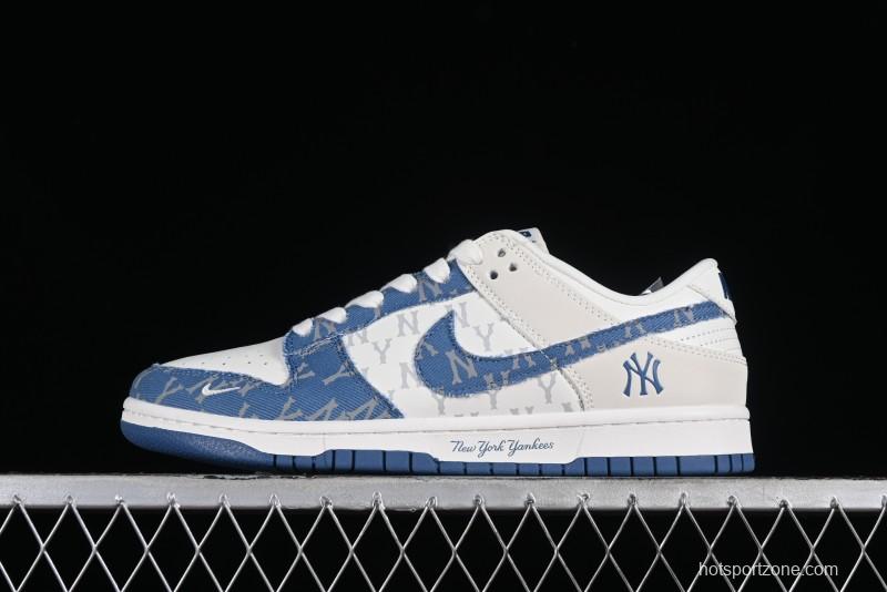Nike SB Dunk Low MLB Collaboration - Blue Denim Anniversary Custom Low-Top Casual Sneakers - DQ1098-348
