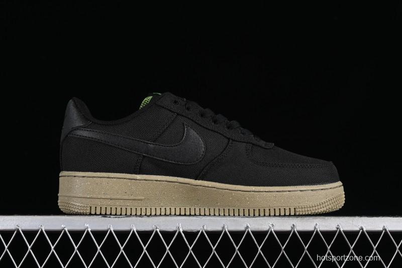 Nike Air Force 1 '07 Low Black Green Canvas Casual Sneakers - FJ4160-001
