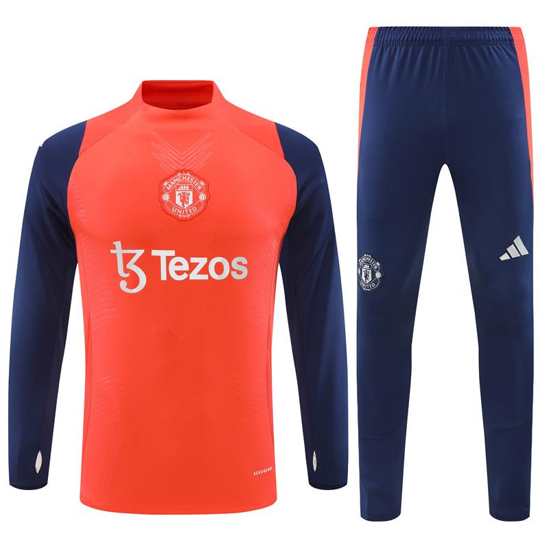 24/25 Manchester United Orange/Navy Half Zipper Jacket+Long Pants