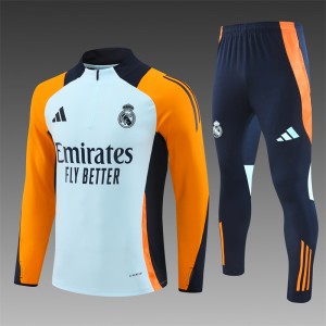 24/25 Real Madrid Light Blue/Orange Half Zipper Jacket+Long Pants