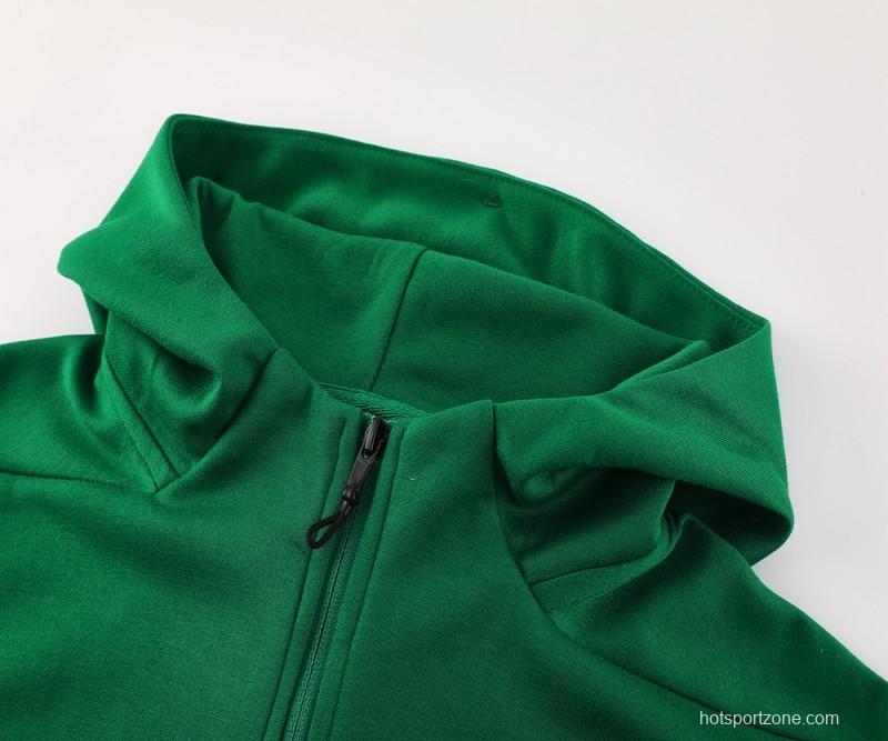 2024 Adidas Green Hoodie Full Zipper Jacket +Long Pants