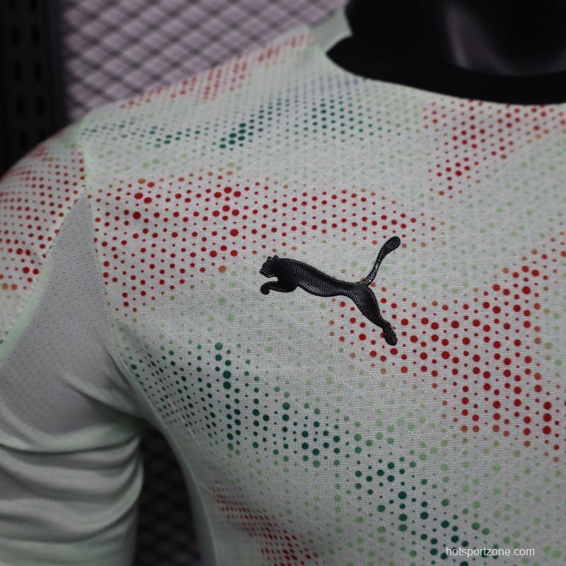 Player Version 2025 Portugal Away Mint Green Jersey with Graphic Pattern