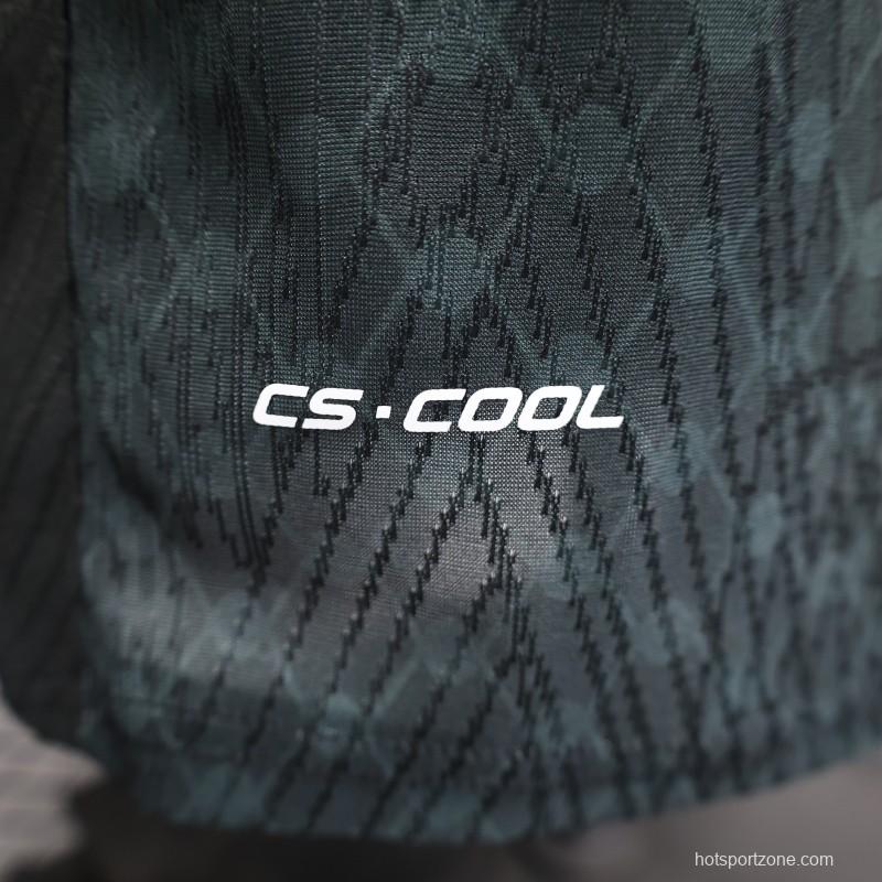 Player Version 25/26 CD Palestino Away Black Jersey with Red-Green Stripes and Bank of Palestine Sponsor