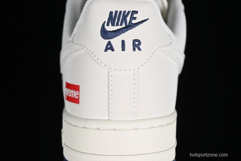 Nike Air Force 1 '07 Low Supreme Collaboration - White Blue Color Block Low-Top Casual Sneakers - XZ6188-001