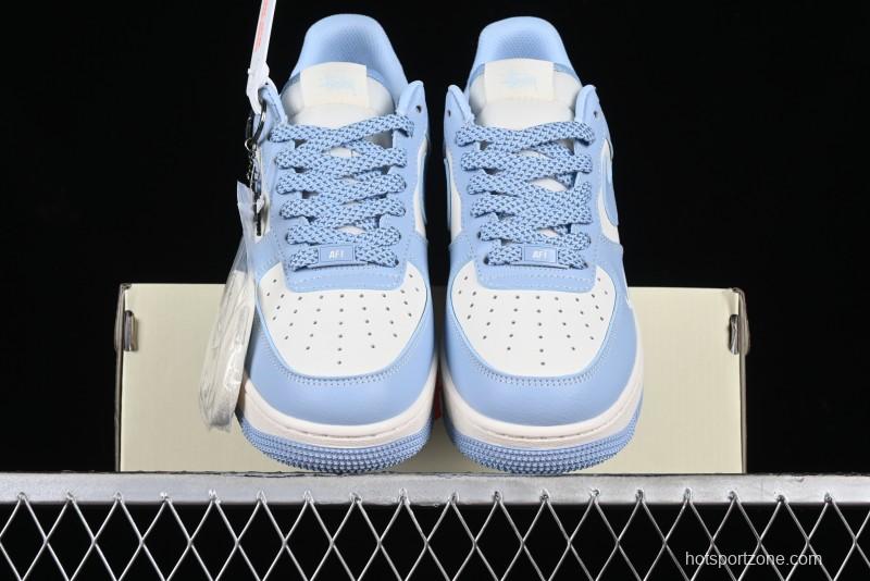 Nike Air Force 1 '07 Low Stussy Collaboration - Sky Blue Low-Top Casual Sneakers - BB9599-201